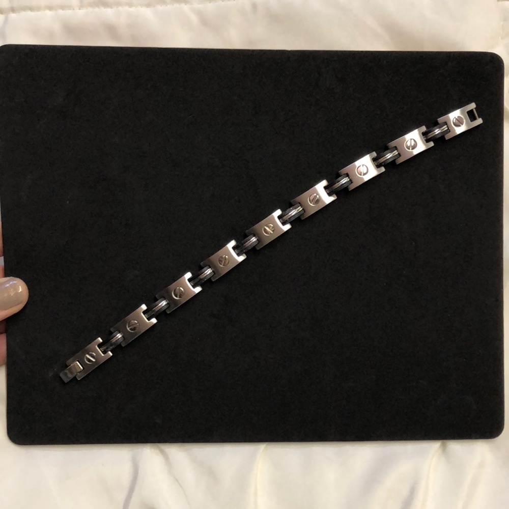 Tungsten steel bracelet with black accents